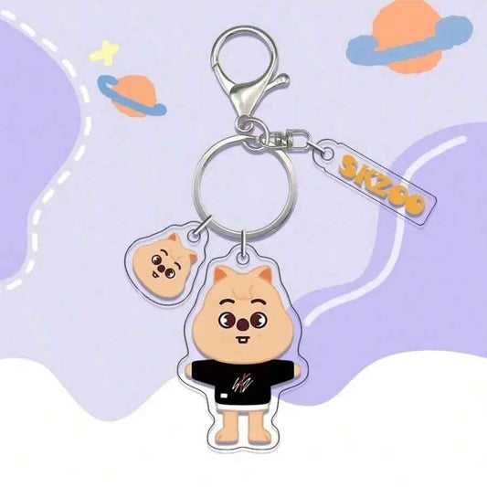 SKZOO Black Tee Acrylic Keychain Set - Stray Kids SKZ Keychain