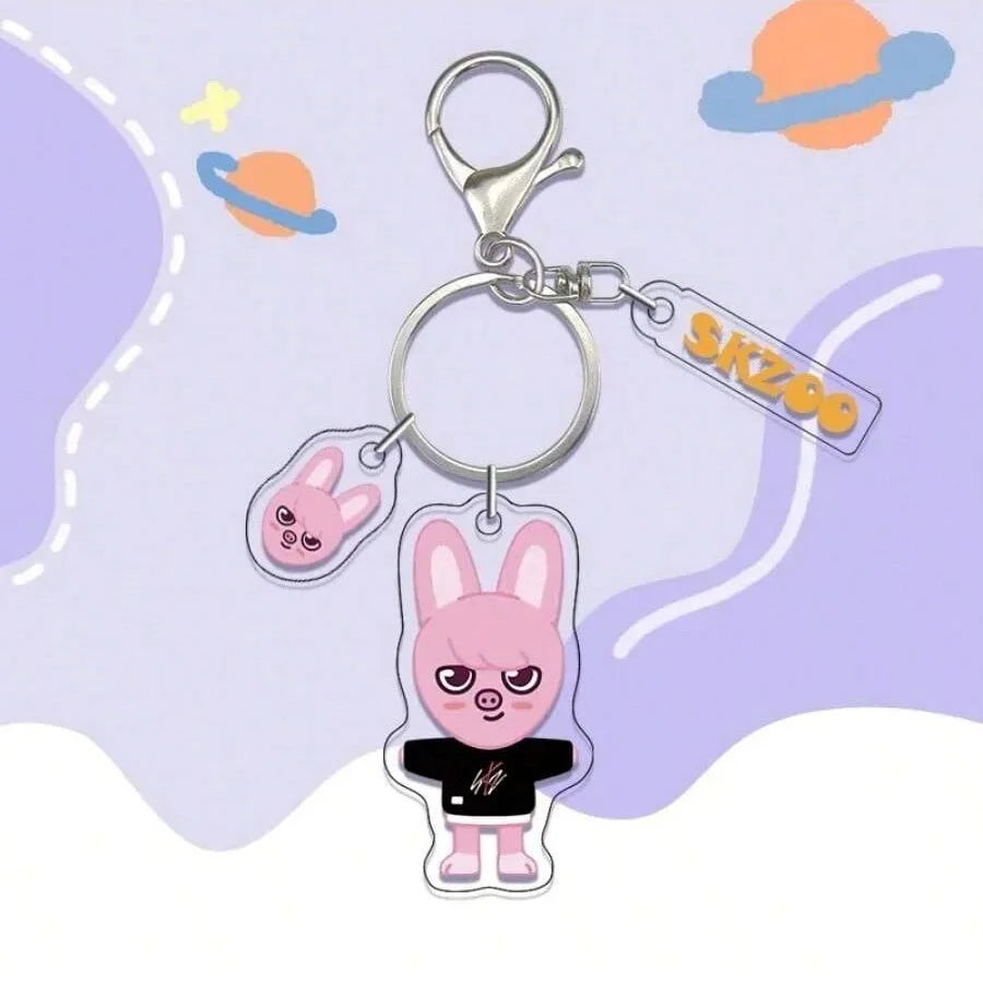 SKZOO Black Tee Acrylic Keychain Set - Stray Kids SKZ Keychain