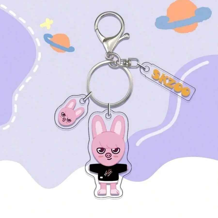 SKZOO Black Tee Acrylic Keychain Set - Stray Kids SKZ Keychain