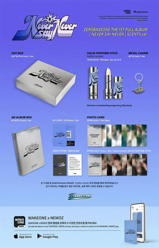 ZeroBaseOne Never Say Never 1st Full Album SCENTS Ver. - ZeroBaseOne ZEROSE Kpop Album