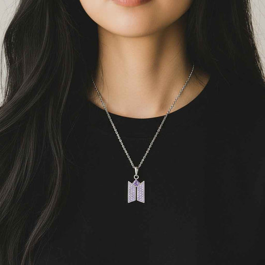 BTS x STONEHENgE Moment of Light Necklace purple crystal pendant detail