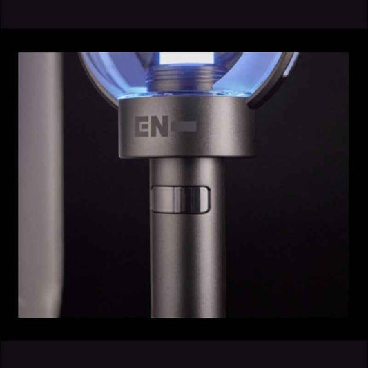 Lightstick Shop ENHYPEN official lightstick with blue glow and EN logo on metallic handle.