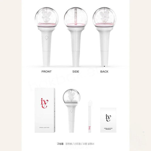 Lightstick Shop IVE official lightstick with white handle, clear globe, and Bluetooth control for K-pop concerts.