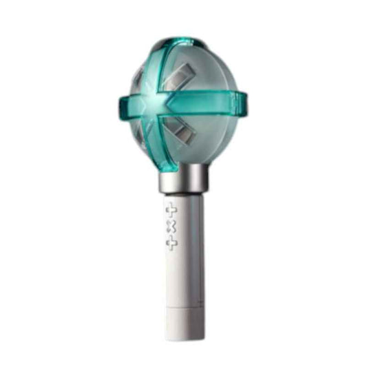 Lightstick Shop TXT Official Lightstick Ver.2, white with teal accents and a globe-shaped top that glows.