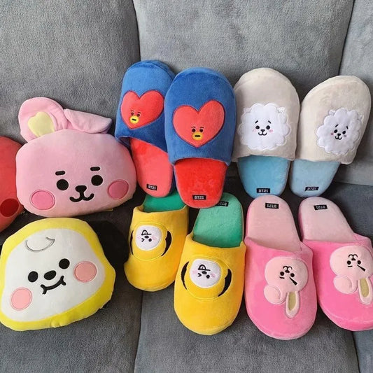 K-Pop Merch Essentials: BT21 Kawaii Plush Slippers Must-Have