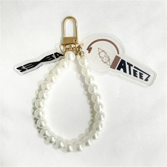 ATEEZ Mini Lightstick Pearl Keychain Keyring White