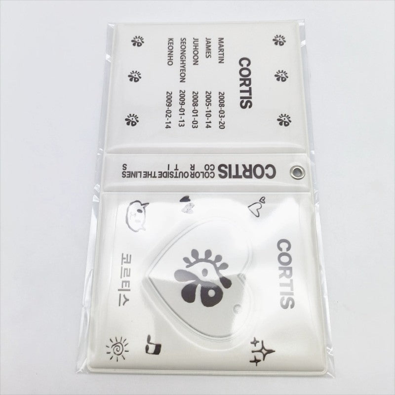 CORTIS clear card holder back view with doodle print
