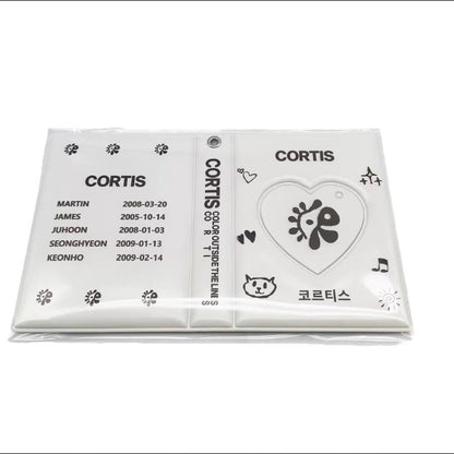 CORTIS clear card holder holding a photocard, shown with the clip