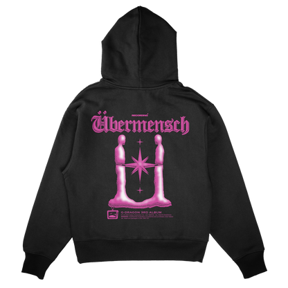 G-Dragon Übermensch Recording Hoodie in black – back view with pink Übermensch graphic