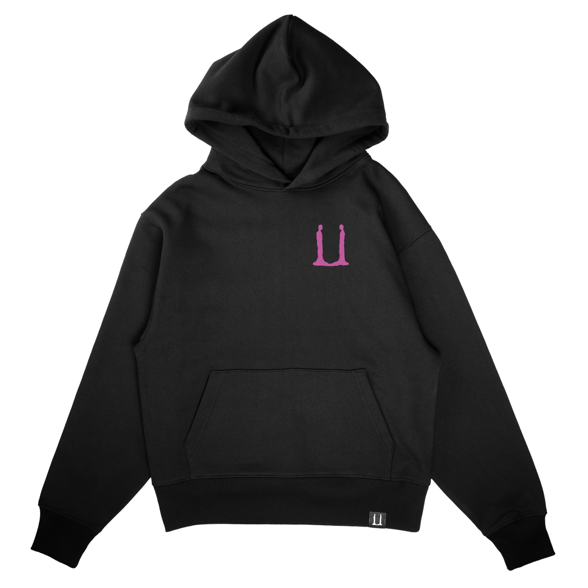 G-Dragon Übermensch Recording Hoodie in black – front view with pink U chest logo