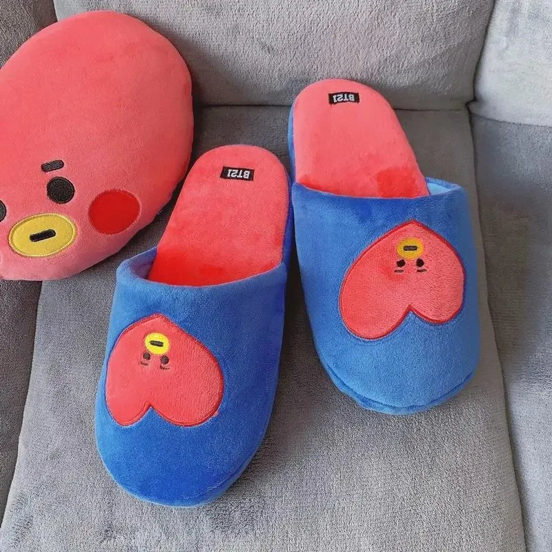 [BTS] BT21 Kawaii Plush Cotton Slippers TATA 36-42
