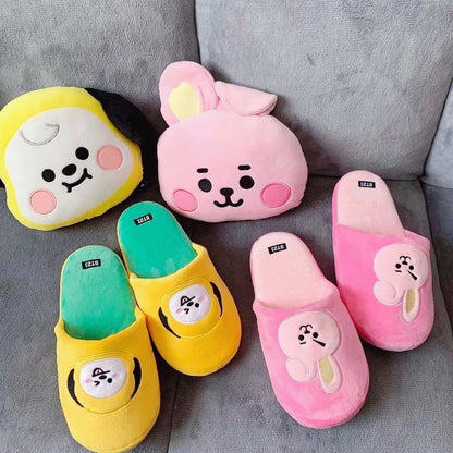 [BTS] BT21 Kawaii Plush Cotton Slippers