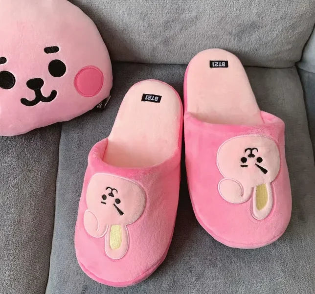 [BTS] BT21 Kawaii Plush Cotton Slippers COOKY 36-42