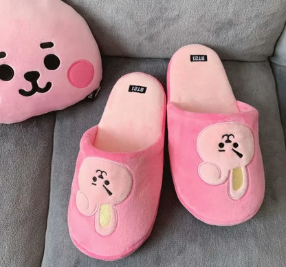 [BTS] BT21 Kawaii Plush Cotton Slippers COOKY 36-42
