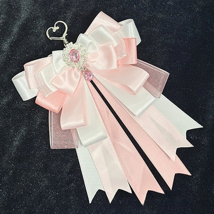 Satin Layered Lightstick Bow pink