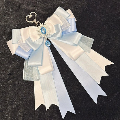 Satin Layered Lightstick Bow blue
