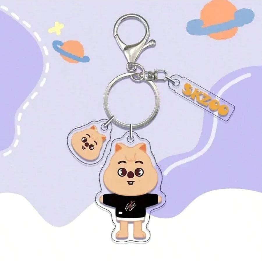 SKZOO Black Tee Acrylic Keychain Set - Stray Kids SKZ Keychain