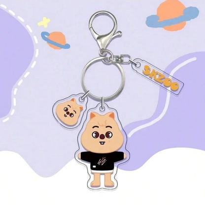 SKZOO Black Tee Acrylic Keychain Set - Stray Kids SKZ Keychain