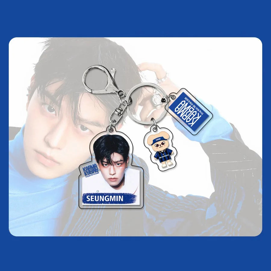 KARMA SKZOO Acrylic Photocard & Charm Keychain Set - Stray Kids SKZ Keyring