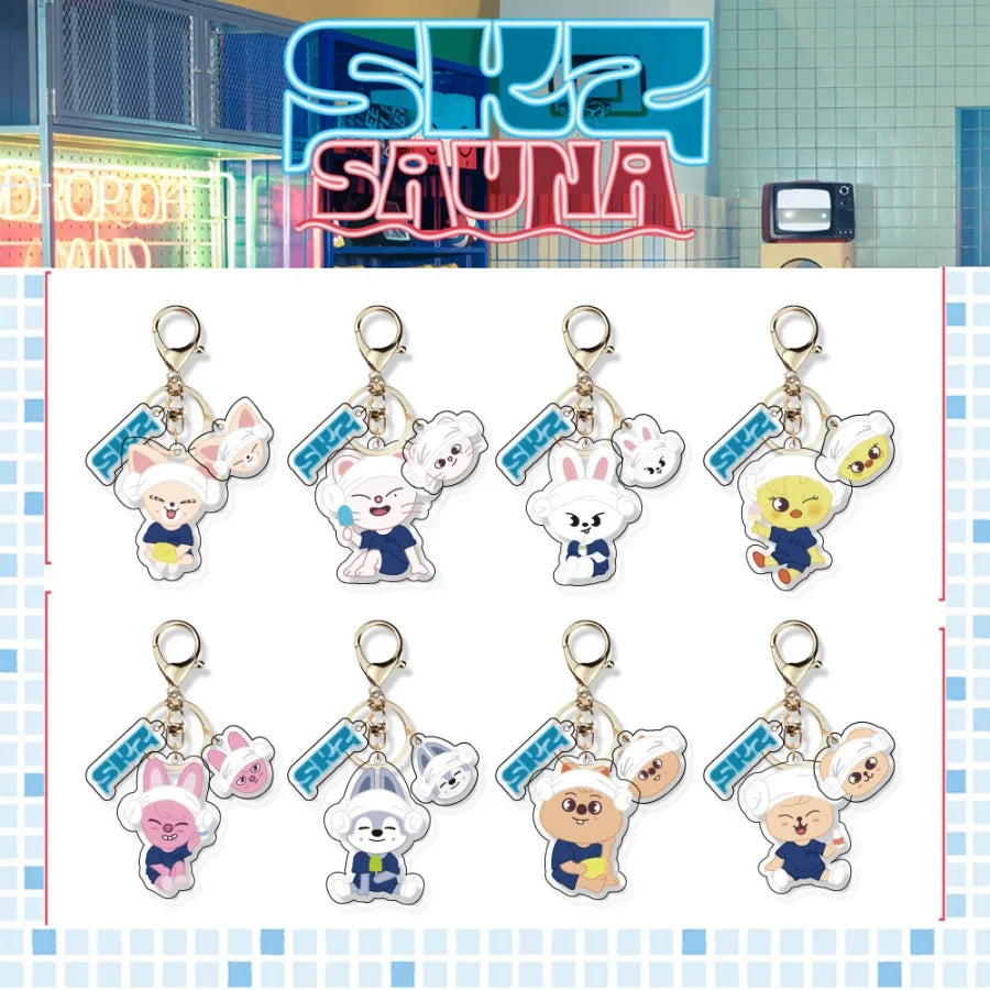 SKZOO Sauna Pop-Up Acrylic Bag Charm Keychain - Stray Kids SKZ Keychain