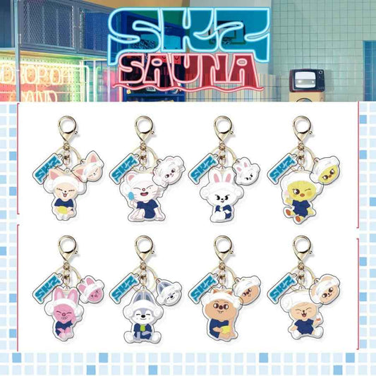 SKZOO Sauna Pop-Up Acrylic Bag Charm Keychain - Stray Kids SKZ Keychain