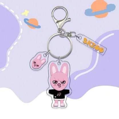 SKZOO Black Tee Acrylic Keychain Set - Stray Kids SKZ Keychain