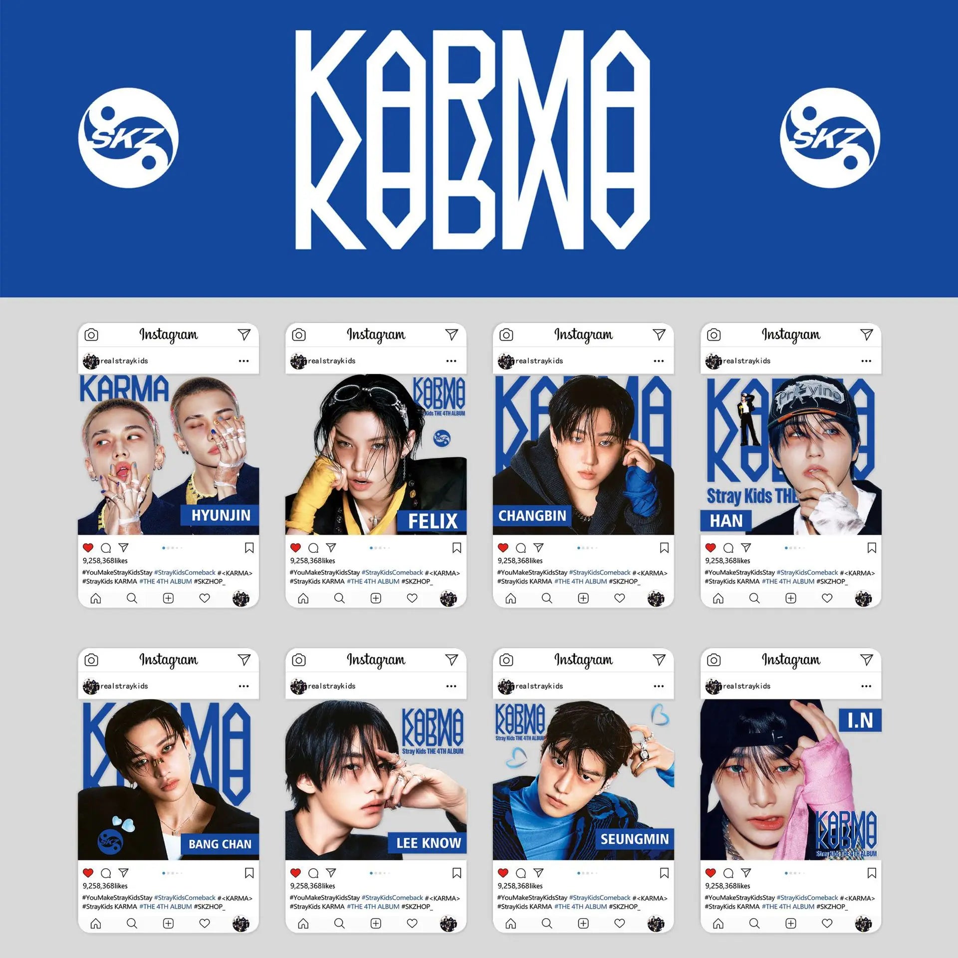 Stray Kids KARMA SKZOO Transparent Bookmark Set 8pcs - PVC Cards for STAY