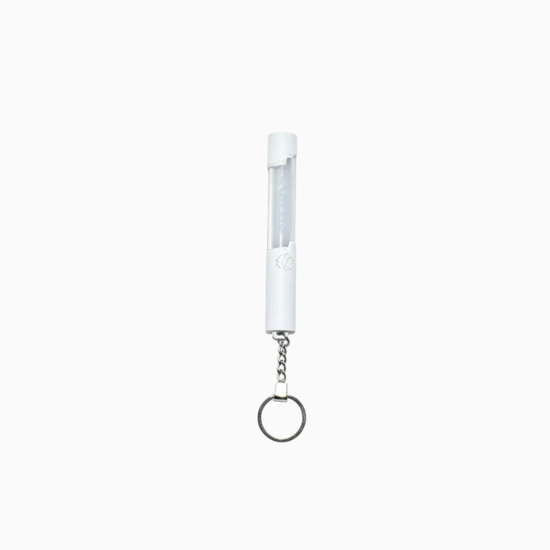 CORTIS Official Mini Lightstick Keyring - White, with metal chain and split ring