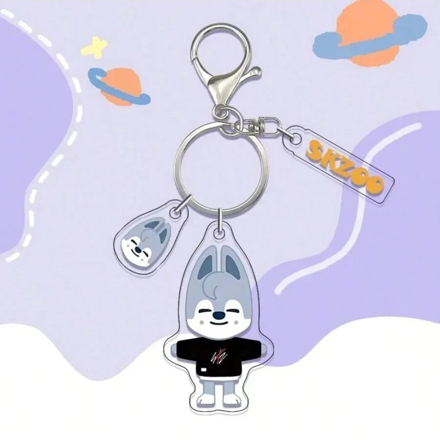 SKZOO Black Tee Acrylic Keychain Set - Stray Kids SKZ Keychain