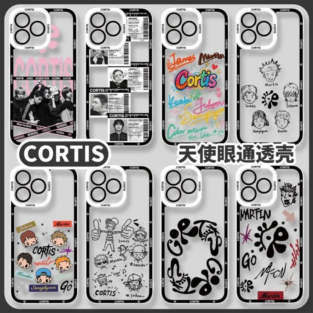 CORTIS clear shockproof phone case, print design 1