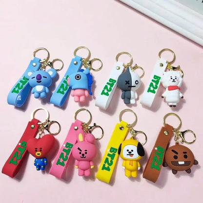 BT21 3D Silicone Keychain with Wristlet Strap - BTS Keyring