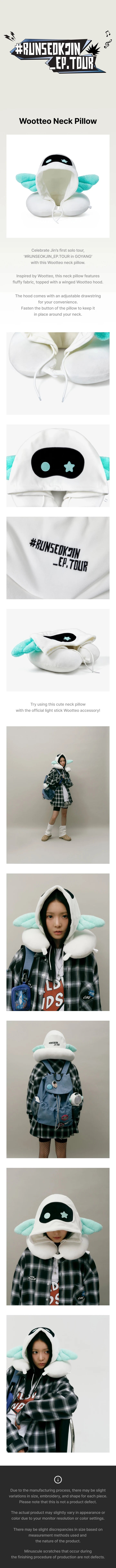 (RUNSEOKJIN_EP TOUR MD) BTS JIN Wootteo Neck Pillow