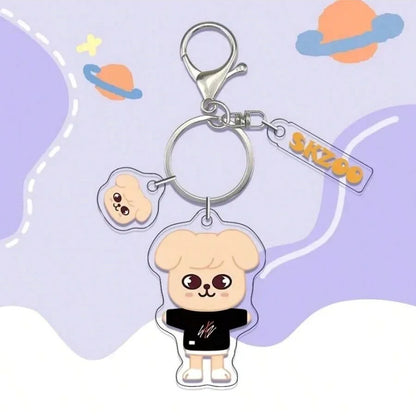SKZOO Black Tee Acrylic Keychain Set - Stray Kids SKZ Keychain