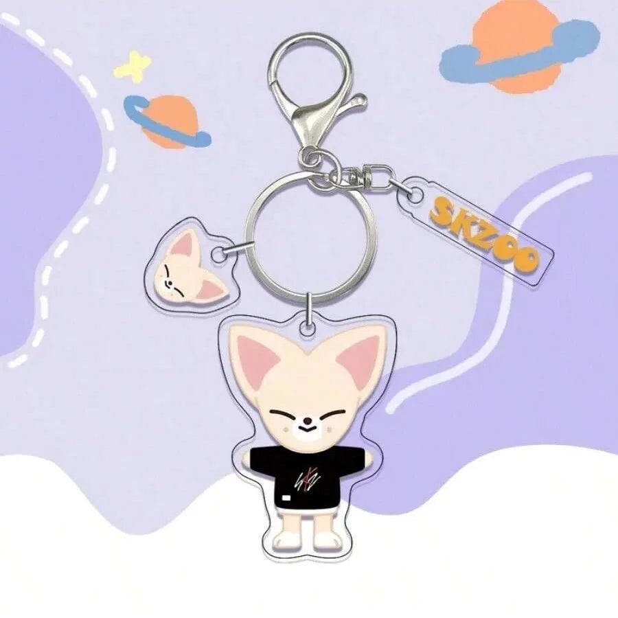 SKZOO Black Tee Acrylic Keychain Set - Stray Kids SKZ Keychain