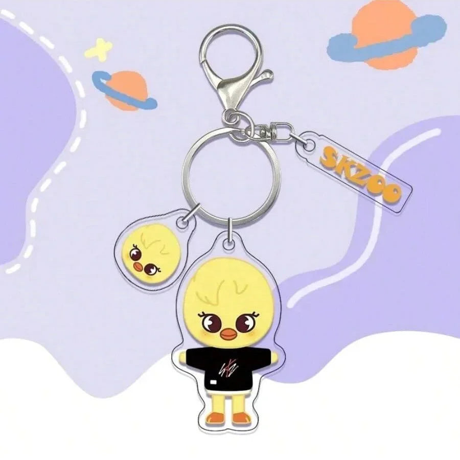 SKZOO Black Tee Acrylic Keychain Set - Stray Kids SKZ Keychain