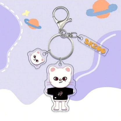 SKZOO Black Tee Acrylic Keychain Set - Stray Kids SKZ Keychain