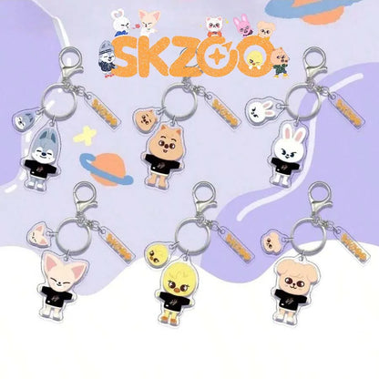 SKZOO Black Tee Acrylic Keychain Set - Stray Kids SKZ Keychain