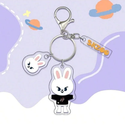 SKZOO Black Tee Acrylic Keychain Set - Stray Kids SKZ Keychain