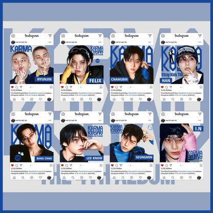 Stray Kids KARMA Bookmark PVC Cards 8cm size comparison