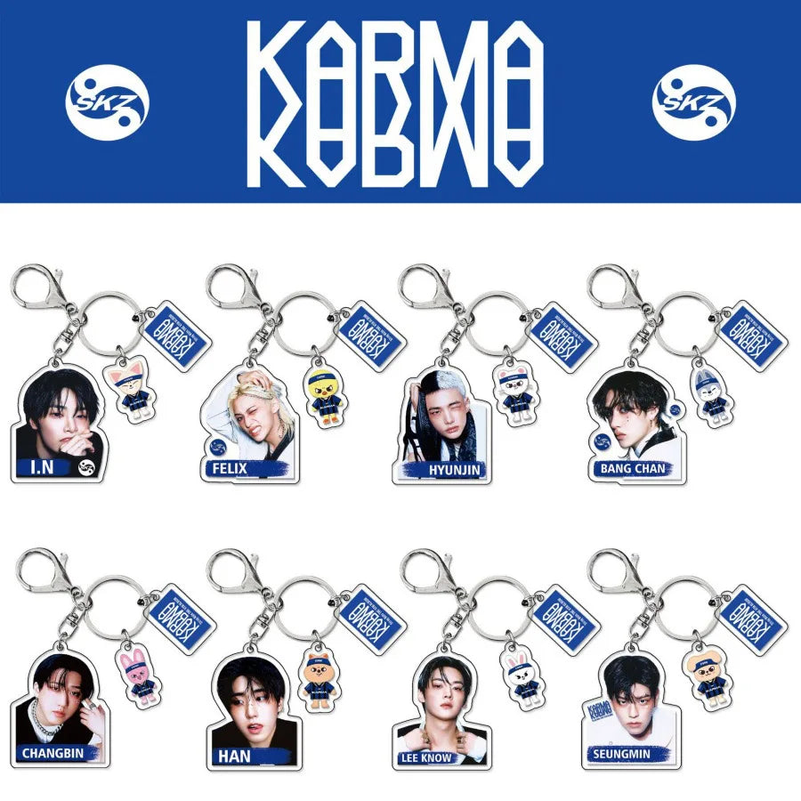 KARMA SKZOO Acrylic Photocard & Charm Keychain Set - Stray Kids SKZ Keyring