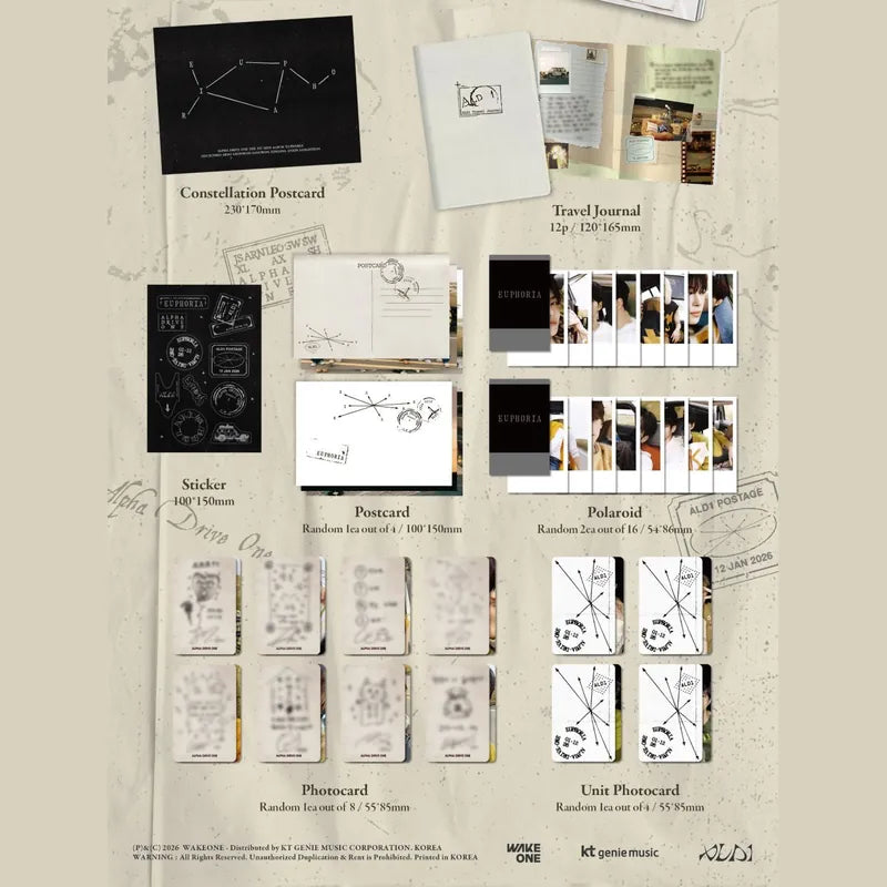 EUPHORIA 1st Mini Album STAR ROAD Ver. polaroids and inclusions - ALPHA DRIVE ONE Album