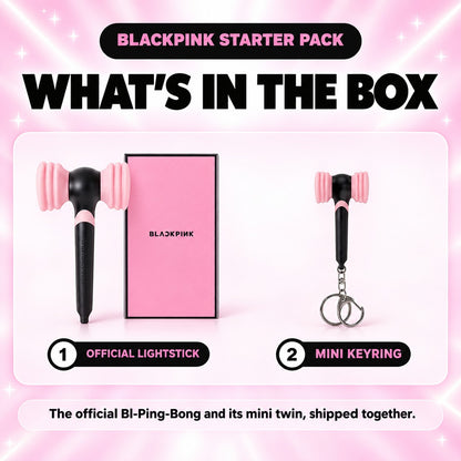 What's in the BLACKPINK Starter Pack: official Bl-Ping-Bong Ver.2 with box and mini keyring - BLACKPINK Lightstick Bundle