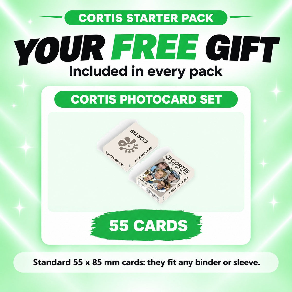 Free gift in the CORTIS Starter Pack: the 55-card CORTIS photocard set - CORTIS Lightstick Bundle