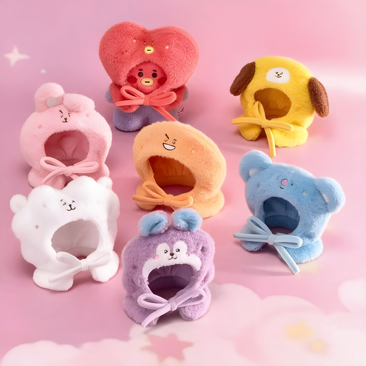 Lightstick Shop BT21 plush character covers for BTS ARMY Bomb lightsticks in seven assorted colors and designs.