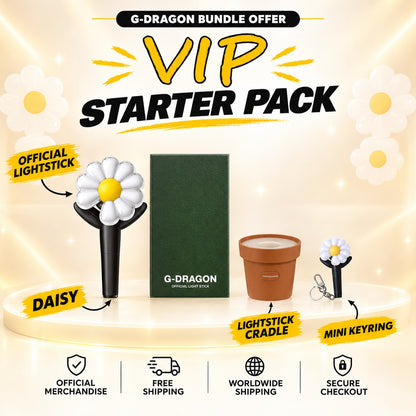 G-Dragon Starter Pack: official Daisy lightstick with its box, flowerpot cradle and mini keyring - G-Dragon Lightstick Bundle