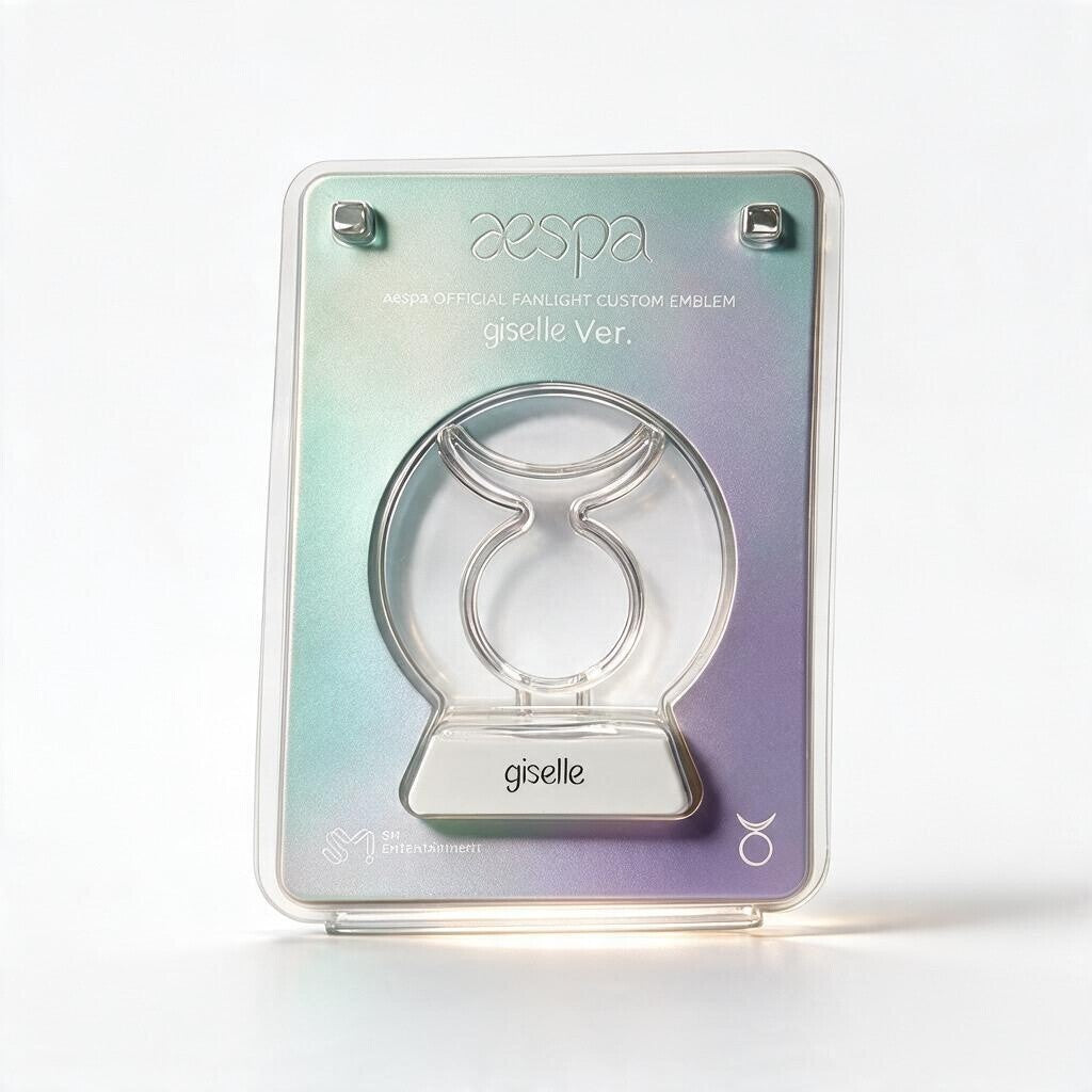 Lightstick Shop aespa Giselle version official lightstick emblem in clear butterfly design on white base, new in pack