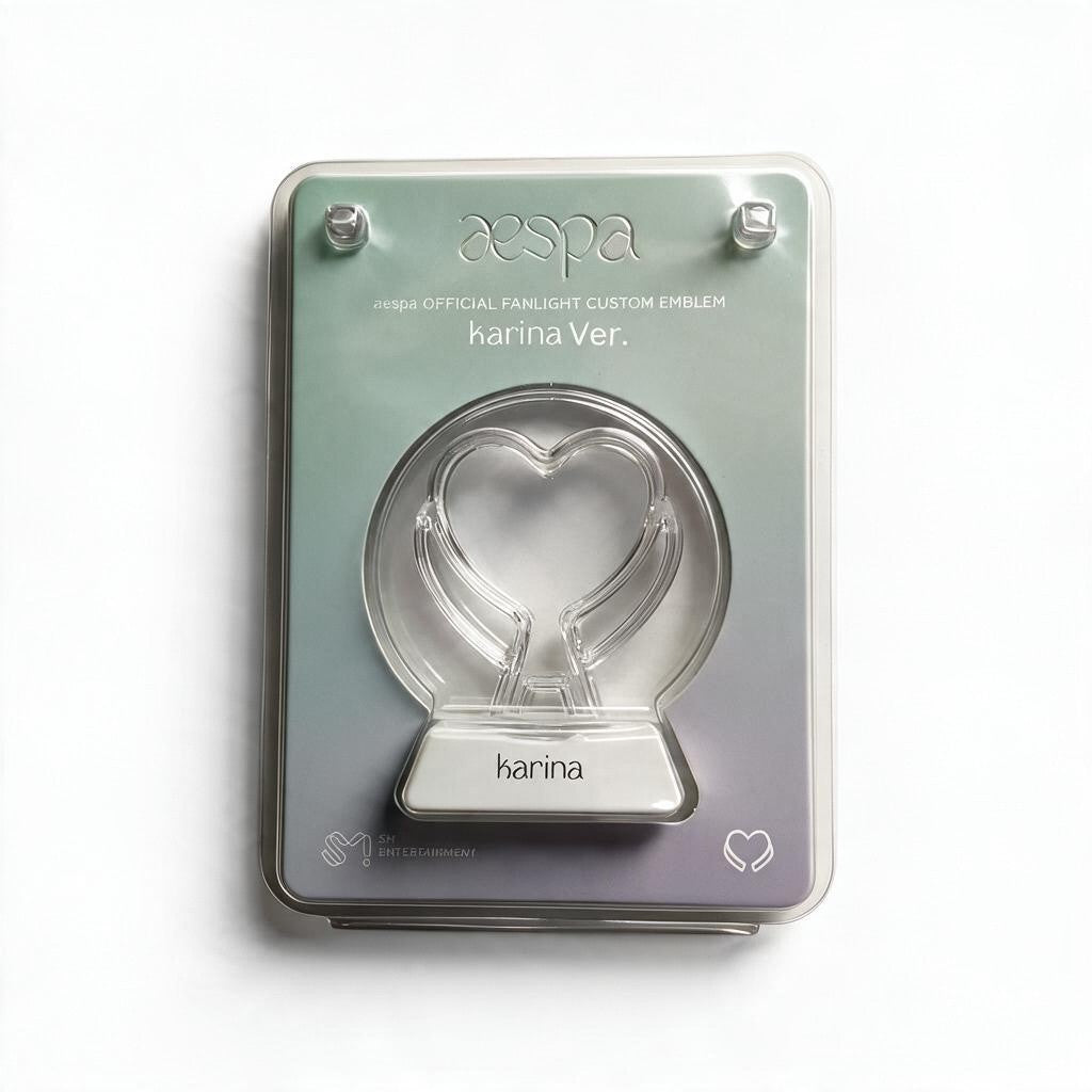Lightstick Shop official aespa Karina version heart-shaped lightstick emblem in factory sealed blister packaging