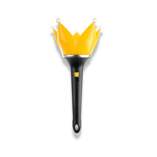 Lightstick Shop official BIGBANG Bang Bong lightstick with a yellow crown top and black handle on a black background