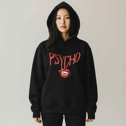 PSYCHO Graphic Pullover Hoodie Black - BABYMONSTER Hoodie