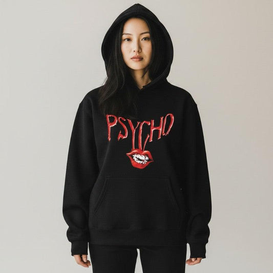 PSYCHO Graphic Pullover Hoodie Black - BABYMONSTER Hoodie